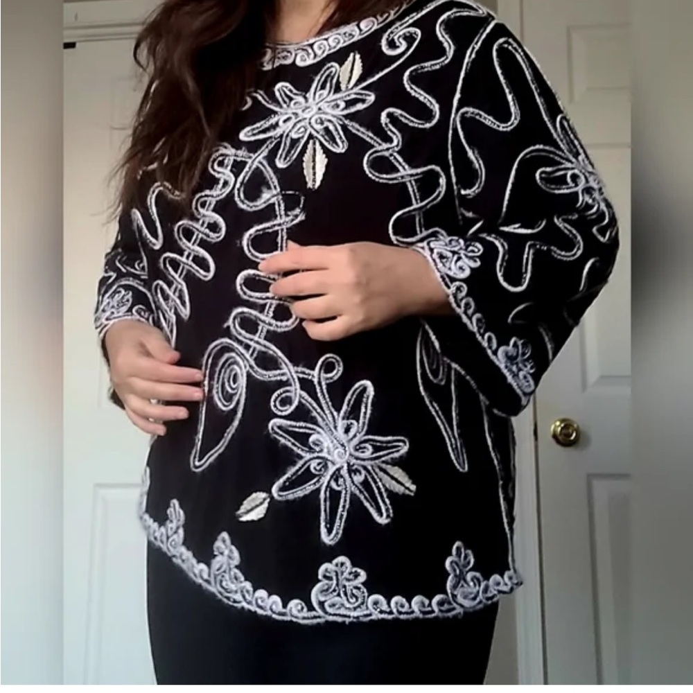 Metallic Embroidery Tunic, Lauren Michelle, SSoft Stretchy Dressy, Ladies. S
